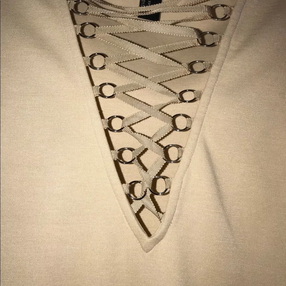 NEW Forever 21 Pink Bell Sleeve Corset Bodysuit - Picture 2 of 4